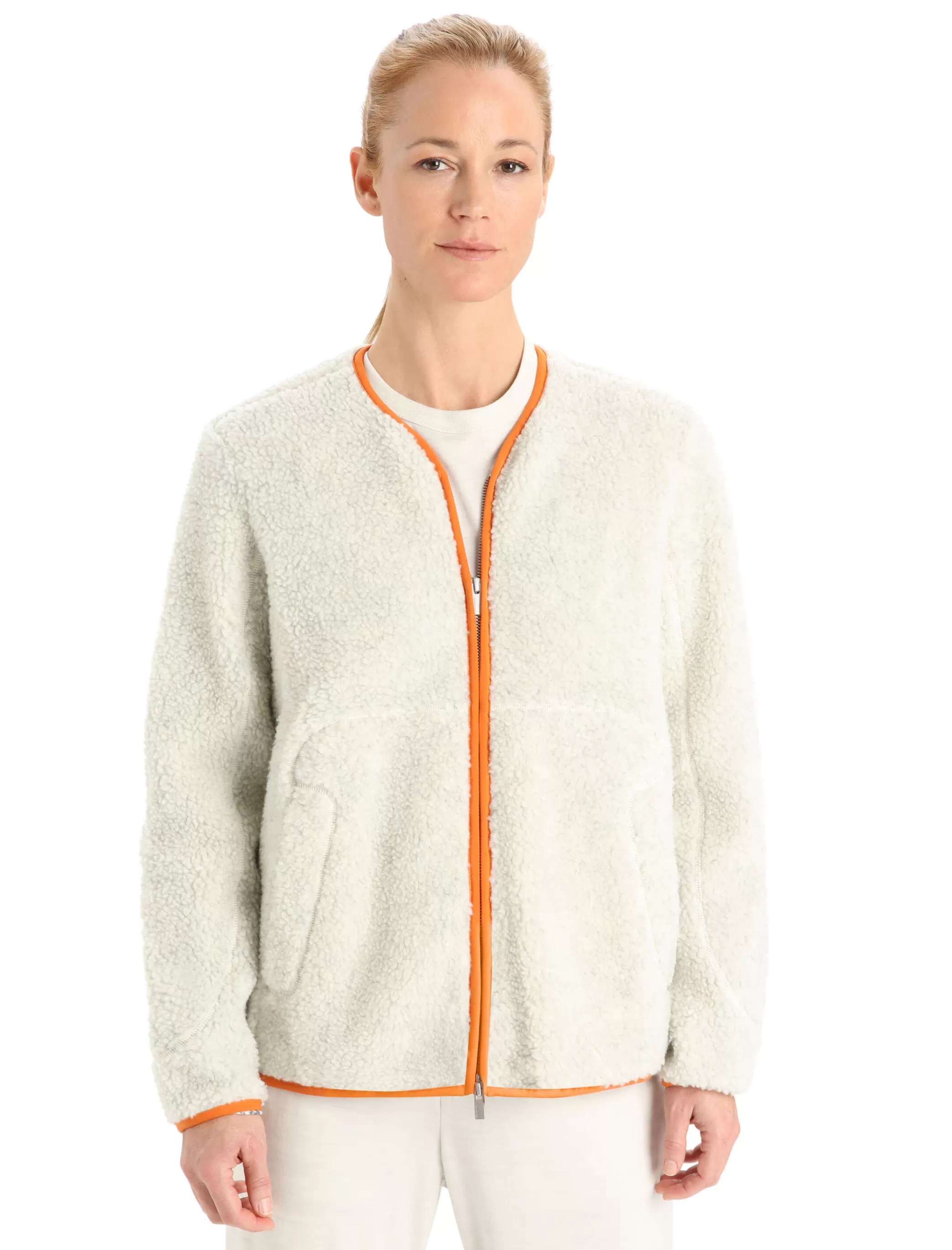 Online icebreaker Women'S Realfleece™ Merino High Pile Long Sleeve Zip Cardigan Ecru Heather/Flash