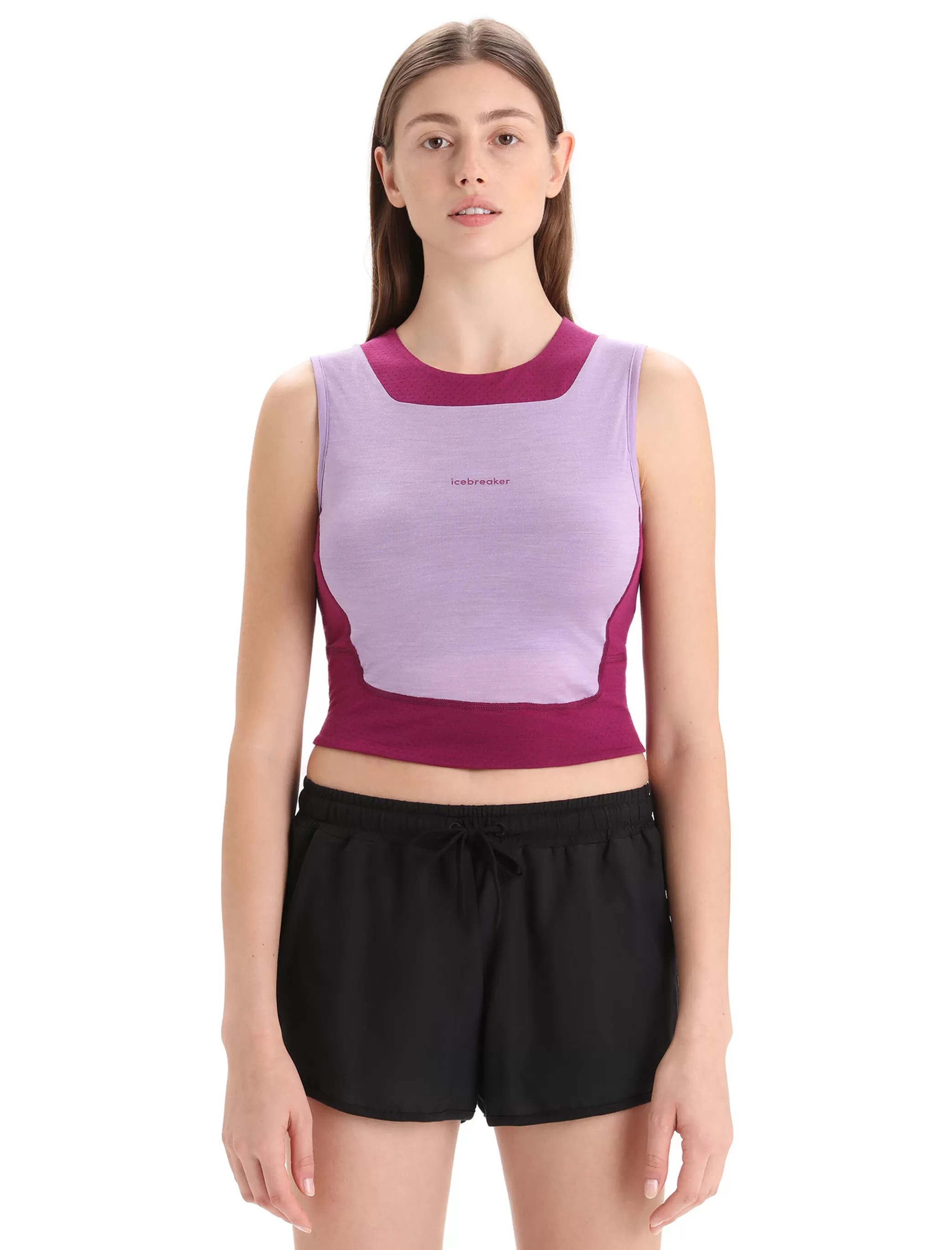 Cheap icebreaker Women'S Zoneknit™ Merino Cropped Bra-Tank Purple Gaze/Go Berry