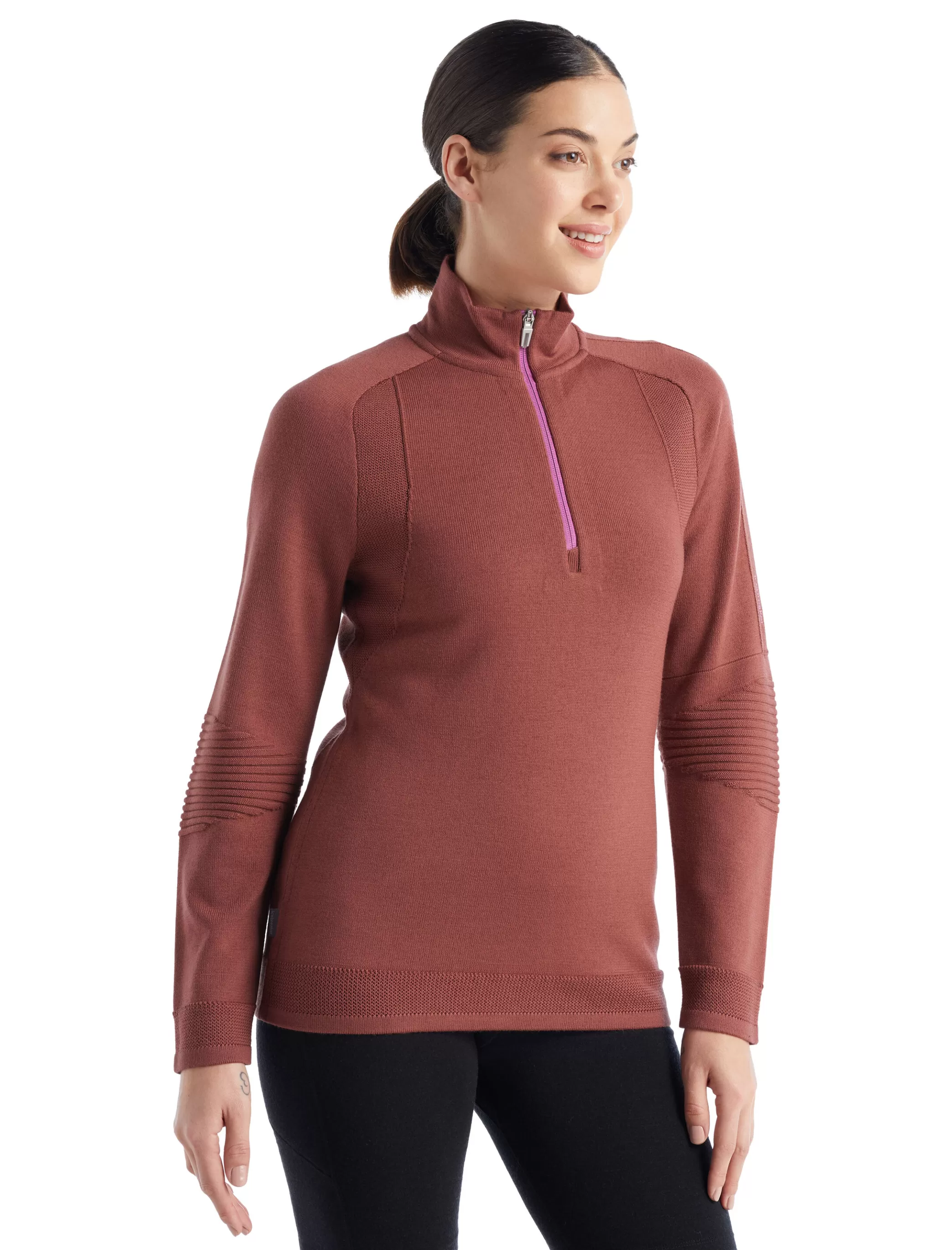 Cheap icebreaker Women'S Zoneknit™ Merino Long Sleeve Half Zip Grape/Cosmic